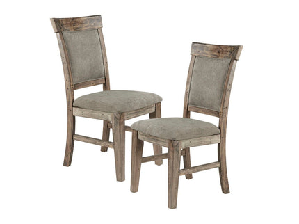 Dining Side Chair Set With Cushioned Back And Seat (Set of 2) - Weathered Gray / Natural
