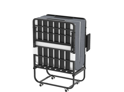 Twin Folding Bed With Memory Foam Mattress, Space Saving Rollaway Guest, On Wheels, Portable For Adults & Guests - Black