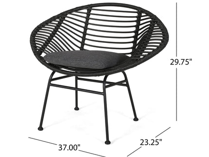 Cordella - Outdoor Woven Wicker Chairs With Cushions, (Set of 2)