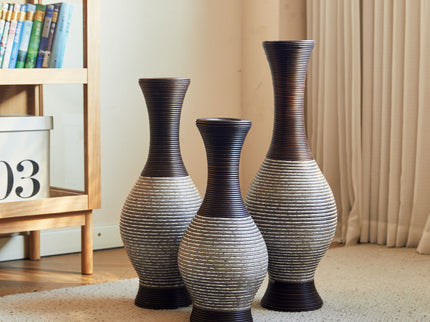Tall Designer Floor Vase With Elegant 2 Tone