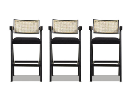Milan - Modern Webbing Back Stool With Arms (Set of 3)