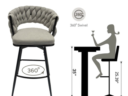 Bar Stool 360 Swivel With Back Footrest