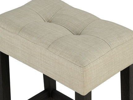Dining Table Set With Biscuit Tufted Stools - Beige / Black / Gray