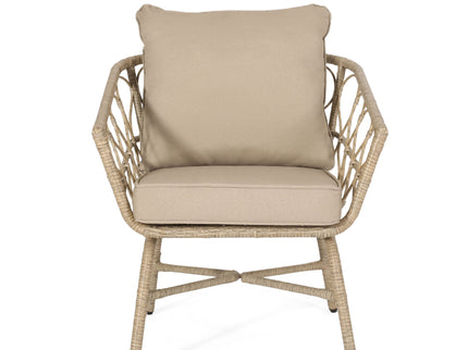 Bruce - Outdoor Club Chair Set With Water Resistant Cushions Rattan And Iron - Brown