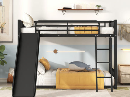 Metal Bunk Bed With Slide, Durable Steel Frame