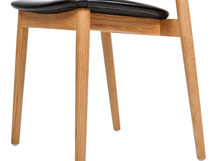 Raven - Stacking Sculpted Oak Dining Chair - Warm Natural Brown / Black