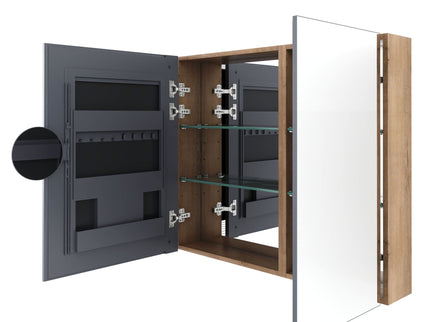 Wall Mounted Bathroom Cabinet With Adjustable Shelves Storage Cabinet - Imitative Oak