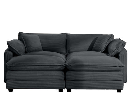 Modular Oversized Cushion Sofa With Ottoman, Low Back, Deep Seating Sofa Set
