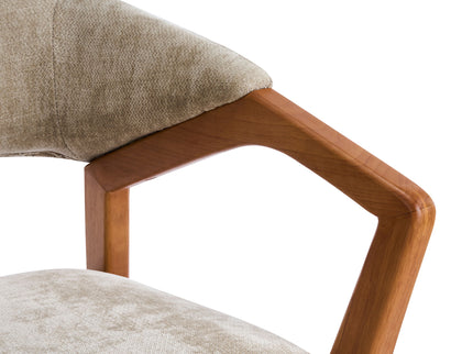 Indoor Upholstered Dining Chair (Set of 2) With Sturdy Frame And Ergonomic Curved Backrest - Oatmeal / Teak