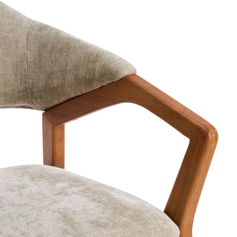 Indoor Upholstered Dining Chair (Set of 2) With Sturdy Frame And Ergonomic Curved Backrest - Oatmeal / Teak