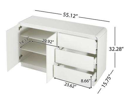 Sideboard, Wide Storage With 2 Doors And 3 Drawers
