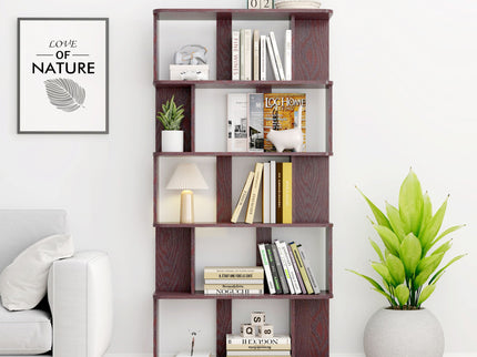 Modern 5 Tier Open Storage Bookcase