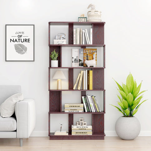 Modern 5 Tier Open Storage Bookcase