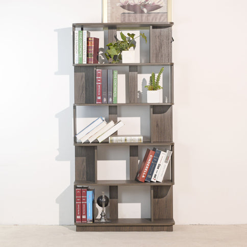 5 Tier Open Bookshelf, Free Combination Storage Shelving For Living Room - Dark Brown