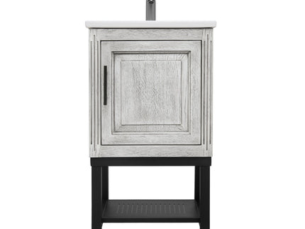 Modern Freestanding Bathroom Vanity With Ceramic Sink, Hot And Cold Faucet, 1 Door Cabinet & Open Shelf