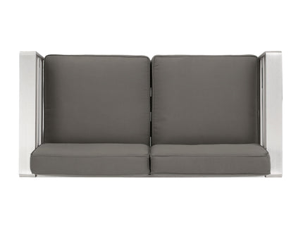 Outdoor Aluminum Loveseat With Cushion - Gray