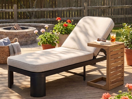 Outdoor Chaise Lounge Set With Side Table, 5 Position Adjustable Patio Recliner