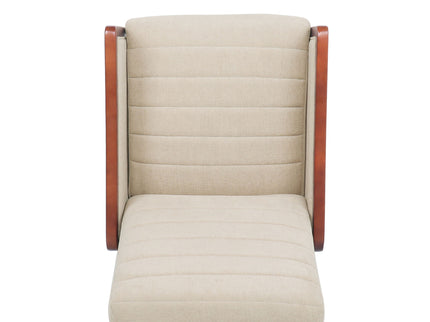 Mid Century Modern Fabric Channel Stitch Wood Pushback Recliner