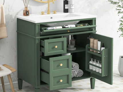 Bathroom Vanity With Top Sink, Storage Cabinet With 2 Drawers, Tip Out Drawer