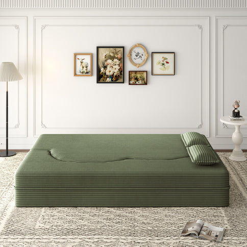 Convertible Foam-Filled Sleeper Sofa Bed With 2 Pillows