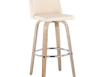 Toriano - Contemporary Fixed Height Barstool With Swivel & Round Footrest (Set of 2)