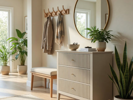 Fluted 3 Drawer Nightstand With Soft Close Slides