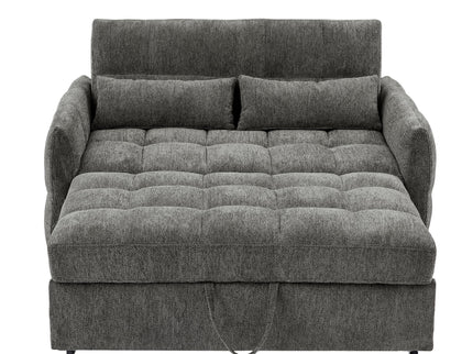 Loveseat Sofa Pull-Out Bed With Adjustable Backrest, 3 USB Ports And 2 Lumbar Pillows For Living Room