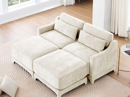 Stylish Sofa With Ottoman And Lumbar Pillows, Ergonomic Design