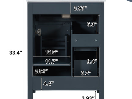 Modern Bathroom Vanity With Sink, Flip Drawer & 2 Drawers, Soft Close Hinges, Adjustable Shelf
