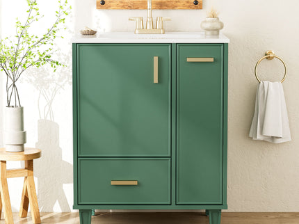 Bathroom Vanity With Sink, Deep Drawer, Door Shelf, 2 Tier Basket