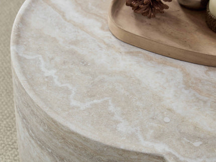 Clover Round Coffee Table With Open Storage - Marble