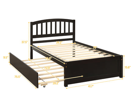 Platform Bed Wood Bed Frame With Trundle