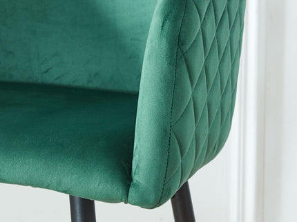 Counter Height Bar Stool, Metal Legs, Velvet Upholstered For Pub, Restaurant, Kitchen Island (Set of 2) - Black / Green
