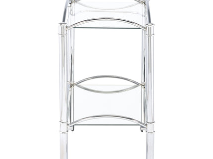 Porch & Den - 2 Tier Rectangular Glass Shelf Bar Cart With Glass - Chrome
