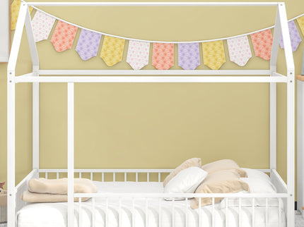 Metal Bed House Bed Frame With Fence