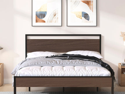 Ceres - Metal Bed With Wood Headboard & Footboard