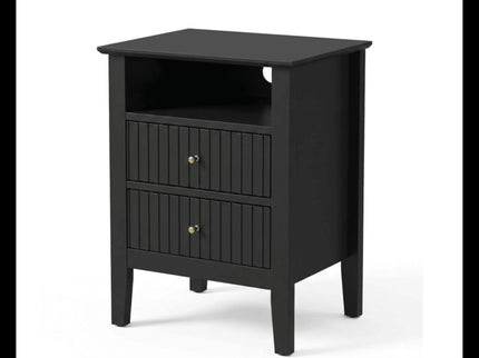 Fluted Nightstand With 2 Drawers