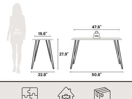 Writing Desk With Hairpin Legs For Study Or Work - White Oak