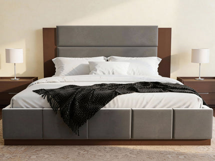 Modern Upholstered Platform Bed With Extended Headboard
