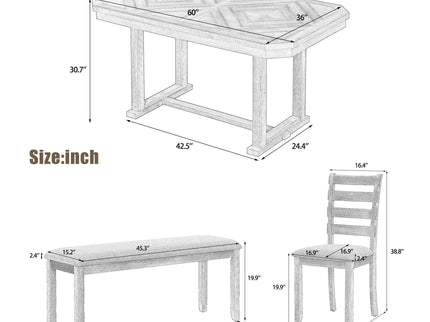 6 Piece Dining Table Set With Ergonomic Seating