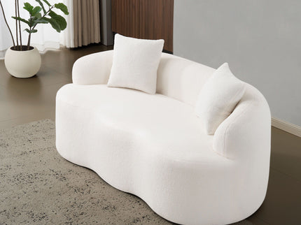 Curved Loveseat Sofa With Round Armrest