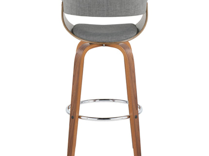 Vintage Mod - Mid Century Modern Fixed Height Barstool With Swivel With Round Footrest (Set of 2)