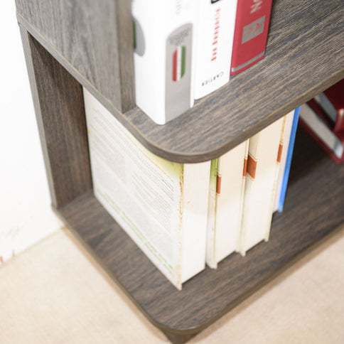 Freestanding Corner Bookshelf For Living Room - Dark Brown