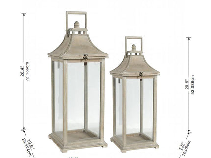 Candle Lantern Decorative, Hurricane Lantern Holder Decor For Indoor Outdoor, Home Garden Wedding - Ivory