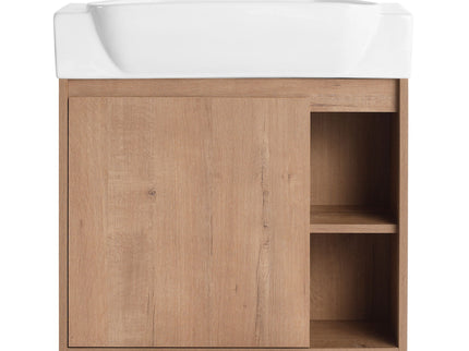 24" Wall Mounted Bathroom Vanity & Sink & Soft Close Door - Imitative Oak / White
