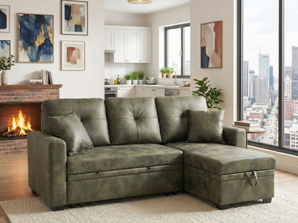 Sectional Sofa With Pull Out Bed, Reversible Chaise
