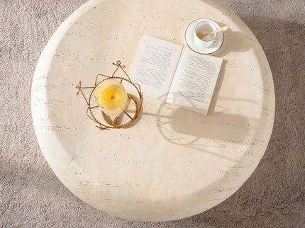 Round Coffee Table With Smooth Texture For Living Room - Light Beige