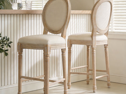 French Country Bar Chairs & Round Back (Set of 2)