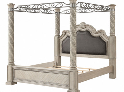 Panel Canopy King Bed - Gray