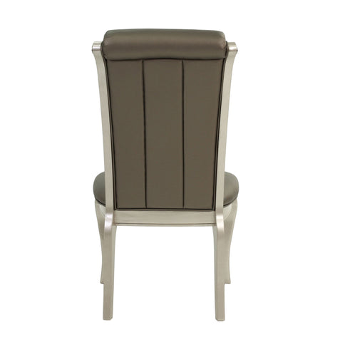 Rectangle Dining Table With Glass Top And 6 Tufted Back Chairs - Gray / Silver